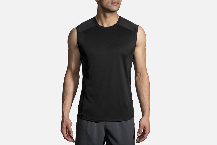 Brooks Stealth Men Clothing & Sleeveless Running shirt Black GTL473819